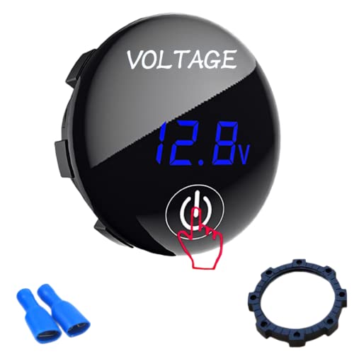 Intckwan Voltmetro Digitale A Led, 12 V, 24 V, Impermeabile, Per Auto, Barca, Veicoli Marini, Moto, Camion, Camper, Atv, Con Luce Blu, Schermo Digital