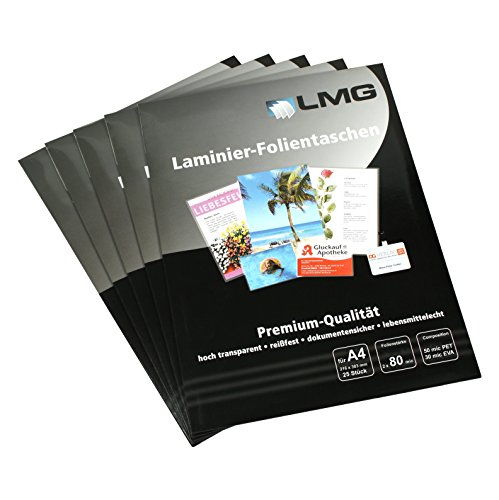 Lmg Lmga4 – 80 – 25 Pouches A4, 216 X 303 Mm, 2 X 80 Mic, Confezione Da 25 Pezzi
