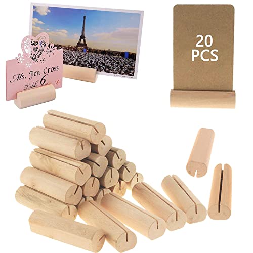 Homefantasy 20 Pezzi Segnaposto Legno Supporto,Porta Biglietti Base Legno,Supporto Numero Portafoto,Per Matrimoni Portacarte In Legno Portafoto Segnap