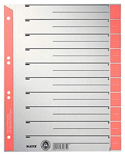 Leitz 16523025 - Foglio Divisorio In Formato A4, In Cartoncino, A Colori, 25 Pezzi, Colore Rosso