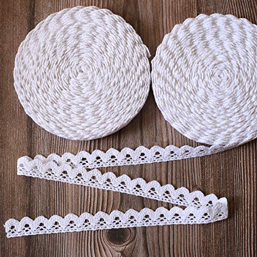 Dahi 20M Nastro Di Pizzo Cotone Bianco Nastro Decorativo In Pizzo Per Matrimonio, Decorazione Fai Da Te
