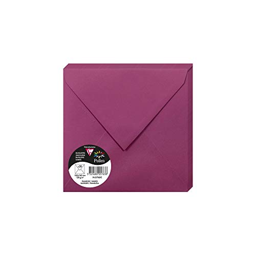 Clairefontaine 5763C - Pacco Da 20 Buste Gommate - Formato Quadrato 16,5X16,5Cm - 120G/M² - Colore Fragola -Inviti Eventi E Corrispondenza - Gamma Pol