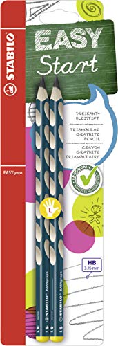 Matita Ergonomica Triangolare - Stabilo Easygraph Per Mancini In Petrolio - Pack Da 2 - Gradazione Hb