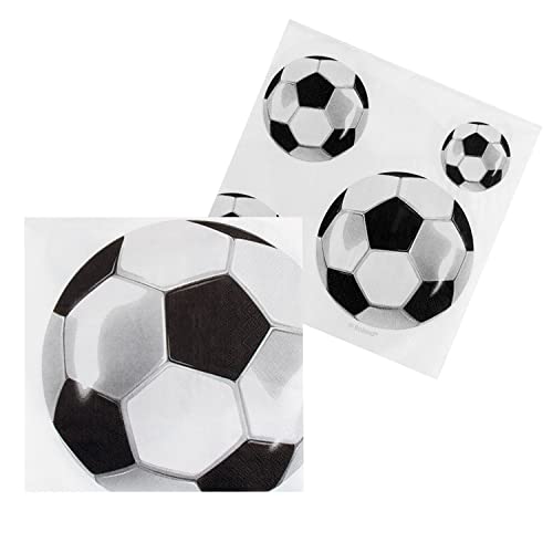 Boland 62522 - Tovaglioli Per Feste A Tema Calcio, 20 Pezzi, 33 X 33 Cm, Decorazione Da Tavolo, 100% Carta Per Compleanno, Feste A Tema