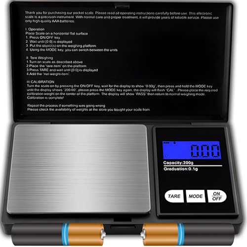 Retoo Bilancia Di Precisione 200G/0.01G, Portatile Bilance Per Gioielli, Digital Pro Pocket, Con Display Lcd E 7 Unità, Funzione Tara, Per Cucina Cuci