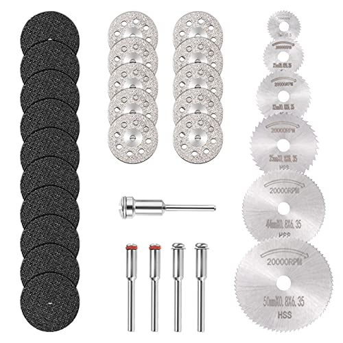 30 Pezzi Dischi Taglio, Goxawee 5Pz Hss Seghe Circolari Lame, 10Pz Dischi Diamantati Mini Di Tagliante, 10Pz 3.2Cm Mini Dischi Da Taglio Di Resina Per