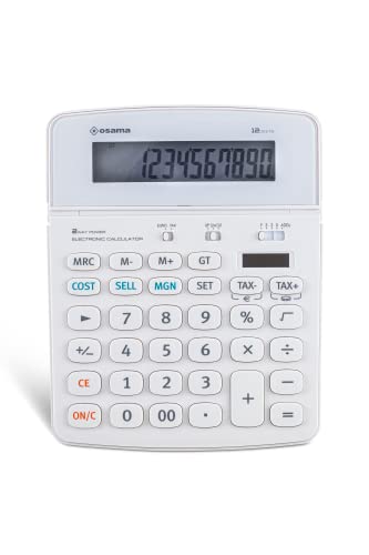 Osama Big Display - Calcolatrice Da Tavolo Per Ufficio E Scuola A 12 Cifre E 4 Tasti Di Memoria, Prodotto Di Cartoleria E Cancelleria Con Grande Scher