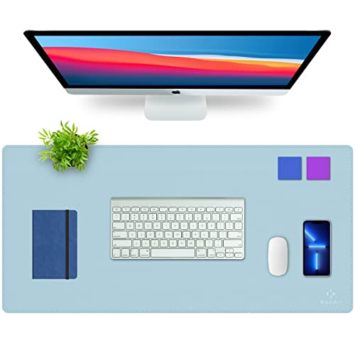 Knodel Tappetino Scrivania, Sottomano Scrivania, Pelle Pu Tappetino Scrivania Per Laptop, Copri Scrivania, Doppia Facciata (90Cm X 43Cm, Azzurro)