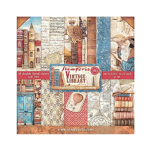 Stamperia, Library Vintage Paper Pack 12 X 12 Pollici