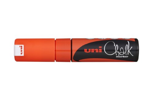 Mitsubishi, Uni-Ball, Pennarello A Gesso Liquido Pwe-5M, Punta Tonda, 8.0 Mm Punta A Scalpello Orange