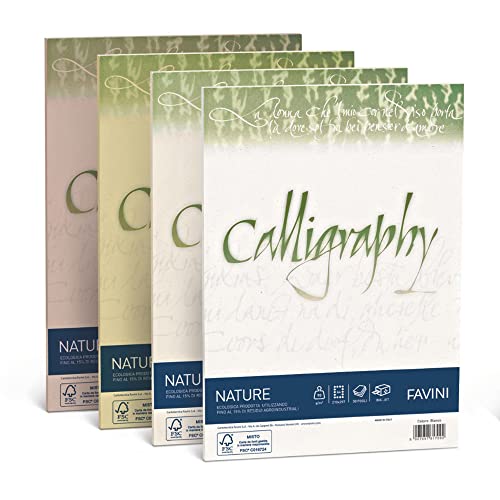 Favini A69C534 Calligraphy Nature Colore Mandorla 120 Gr/M2 Formato A4 21X29,7 Cm 50 Fogli Ideali Per Inviti Partecipazioni Diplomi Menù Made In Italy