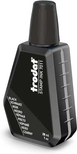 Trodat 7011, Flacone Di Inchiostro Nero Per La Ricarica Dei Tamponi O Cuscinetti, 28 Ml, Inchiostro A Base D'Acqua Per Timbrare Documenti, Impronte Pu