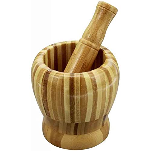 Vetrineinrete® Mortaio Con Pestello In Legno Per Pesto Aglio Avocado Guacamole Ricette Utensili Da Cucina Per Spezie Pepe Grani 71505