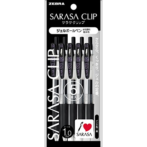 Zebra - Clip Sarasa P-Jje15-Bk5, 1 Mm, Confezione Da 5 Penne