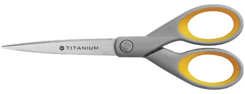 Westcott E-30470 00 Forbici Per Ritagliare Silhouette Titanium Super Softgrip, 18 Cm, Grigio/Giallo