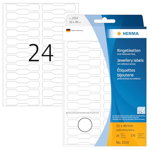 Herma Multi-Purpose Ring Labels 10X48 Mm White Semi-Circle 600Pcs.