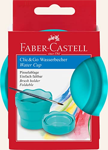 Faber-Castell 181580 - Bicchiere Ad Acqua Clic & Go, Turchese, 1 Pezzo.