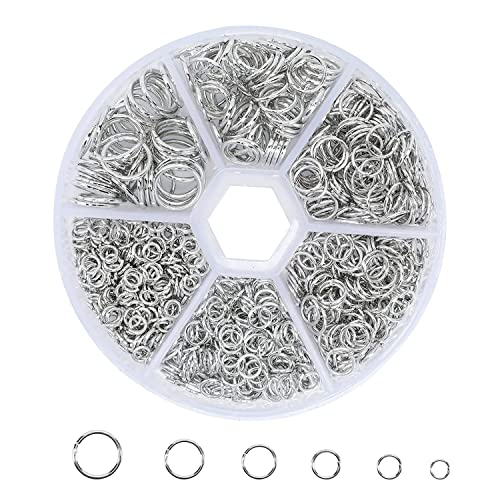 Lahviuu Anelli Di Salto Aperti,970 Pezzi Anello Di Salto Argento Anello Diviso Anelli Aperti Di Salto Metallo Aperto Anellini Anelli Per Portachiavi,P