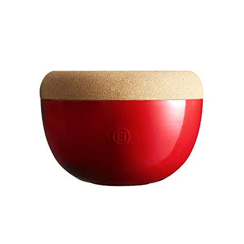 Emile Henry Eh348764 - Taglierina Per Frutta E Verdura, Ø27 Cm, In Ceramica E Sughero, Colore: Rosso Grand Cru