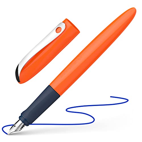 Schneider Wavy 162116 - Penna Stilografica (Per Mancini E Destrimani, Con Molla Per Principianti, Colore: Arancione