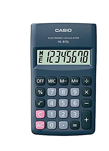 Casio Hl-815L Calcolatrice Tascabile - Display A 8 Cifre, Con Radice Quadrata, Nero