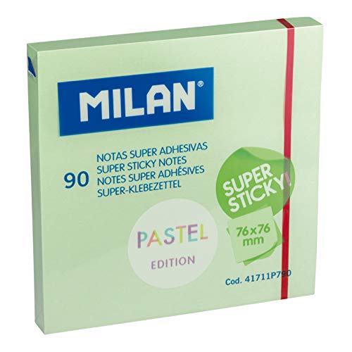 Blocco 90 Fogli Super Adesivi Verde Pastello 76 X 76 Mm Nuovo