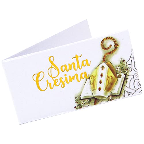 Foxnec Bigliettini Bomboniera Santa Cresima - 100 Pezzi Biglietti Cresima Pretagliati - Biglietti Auguri - Scritta In Color Oro (Biglietti - A)