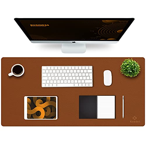 Knodel Tappetino Scrivania, Sottomano Scrivania, 90Cm X 43Cm In Similpelle Pu, Tappetino Per Laptop, Copri Scrivania, Doppia Facciata (Marrone)