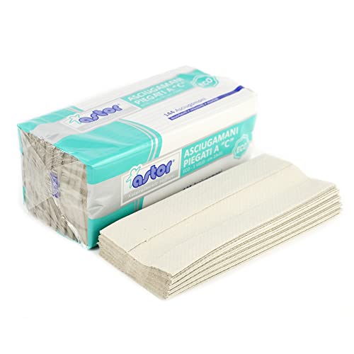 Pz 8 Pacchi Da 144 Asciugamani Piegati A "C" 1 Velo Eco Cm 23X31 Per Dispenser Autogrill, Bagni, Fazzoletti
