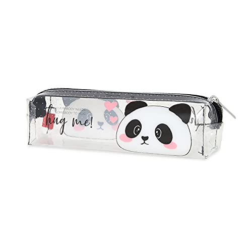 Legami - Pencil Case, Astuccio Trasparente, 19,5X5,5 Cm, Panda, Hug Me, Mostra Esattamente Ciò Che Contiene, In Tcu Trasparente, Chiusura Zipper, Capi