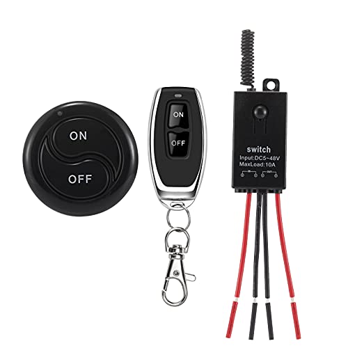 Dstfuy Interruttore Telecomandato 12V, 5V/12V/48V/10A Interruttore Remoto A Relè Per Luci, 328Ft A Lungo Raggio Per Plafoniere, Lampade.