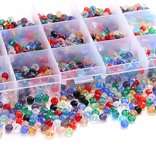Dahi Perline Di Vetro Colorate Circa 1500 Pezzi 6 Mm Perline Di Vetro Sfaccettate Per Charm, Gioielli, Bracciali, Collane (6 Mm)