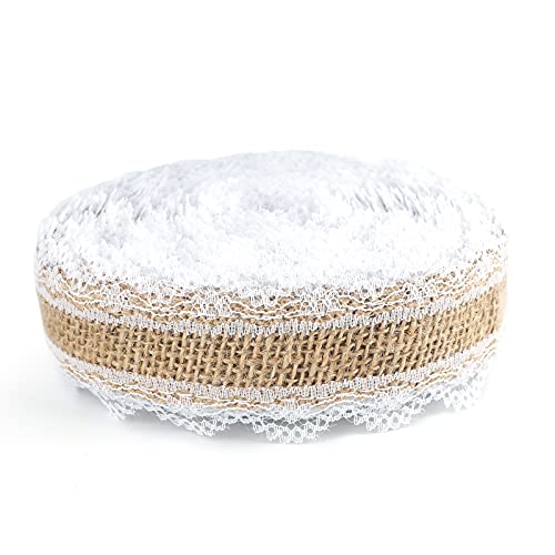 G2Plus 10 M Vintage Nastro Juta,Nastro Di Pizzo,Nastro Di Tela Di Iuta,Nastro Da Regalo, Nastro Con Pizzo, Per Feste E Decorazioni Per Matrimonio, Con
