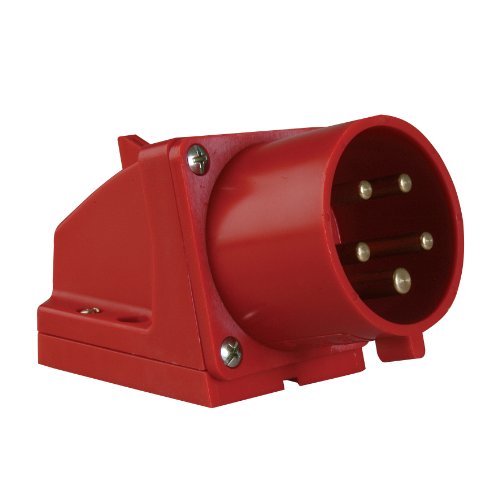 Pce 47407L - Spina Da Parete Cee, 32 A, 5 Poli, Colore: Rosso
