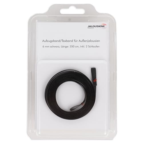 Nastro Per Ascensore, Tenda Per Esterni, 6 X 0,33 Mm, Con 2 Passanti (Nero, 350 Cm)