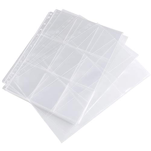 Vordas Trading Card Sleeves Con 11-Ring Collectors Album, 50 Foglio Raccoglitore Per Carte Collezionabili, Adatte Per Carte Collezionabili 9-Pocket (4