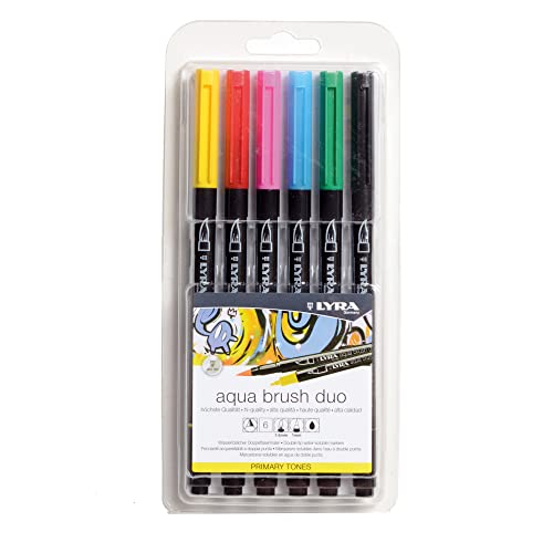 Lyra Aqua Brush Duo - Blister 6 Pennarelli Acquerellabili Colori Primari