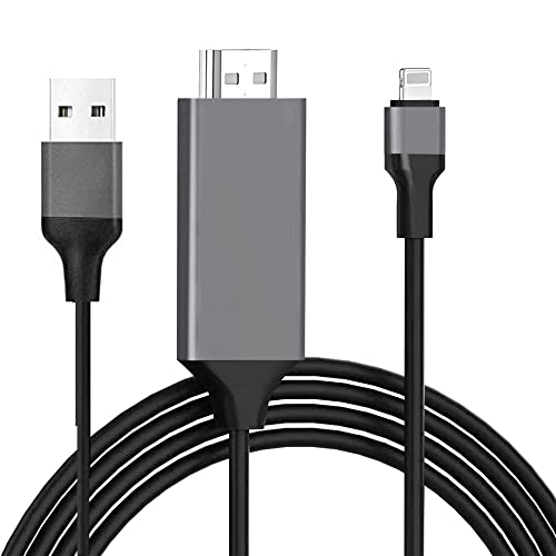 Nomoy Hdmi Adapter Cable, Compatible With I-Phone I-Pad To Hdmi Digital Av Sync Screen Adapter With Charg-Er Port Connector To 1080P Hd Tv Projector M