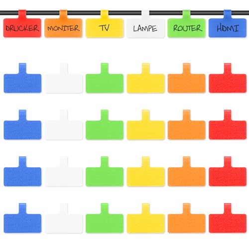 Trilancer Etichette Per Cavi Di Grandi Dimensioni, Per Organizzare I Cavi E Distinguerli, Etichette E Tag Multicolore Per Fili, Riutilizzabili - 24 Pz