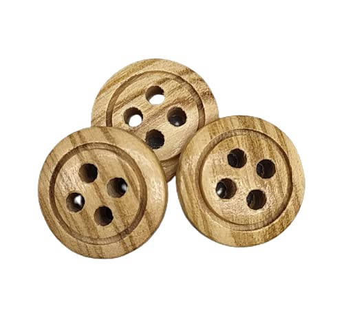 Bottoni In Legno D'Ulivo - 4 Fori - Varie Misure (12, 15, 18, 20 E 25 Mm) - Prodotti E Spediti Dalla Spagna - 12 Mm