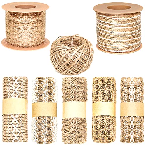 Nastro Di Iuta Nastro Di Canapa Naturale 8 Rotoli Corda Di Canapa Vintage Nastro In Pizzo Di Iuta Per Fai Da Te Artigianato Eventi Matrimonio Festa E 