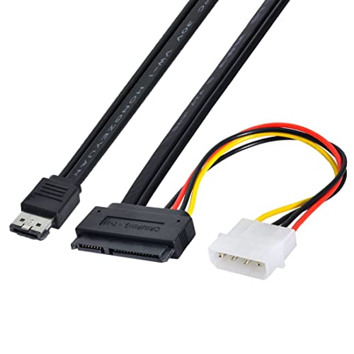 Cy - Cavo Dati Per Disco Rigido Da 3,5” E 2,5”, Lunghezza: 50 Cm, Da Esatap A Sata A 22 Pin E Ide A 4 Pin Da 5 V 12 V
