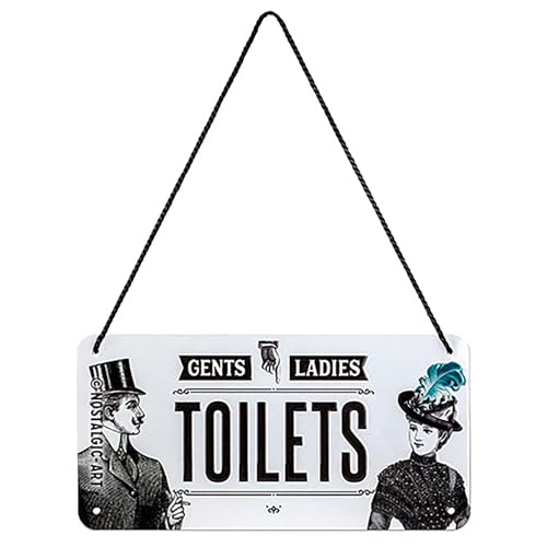Nostalgic-Art Targa Da Appendere Ladies & Gentlemen Toilets – Idea Regalo Per I Nostalgici, In Metallo, Decorazione Con Design Vintage, 10 X 20 Cm