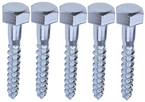 Aerzetix - C44595 - Set Di 5 - Viti Per Legno - Vite Lag - Testa Esagonale - 6 Lati - M10X60Mm - Acciaio Zincato - Din571 - Metallo - Fai Da Te