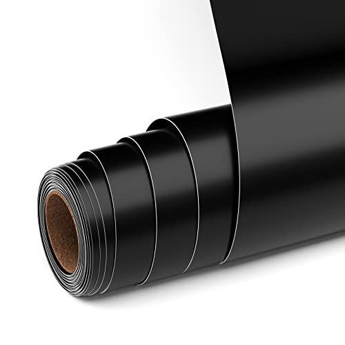 Uiok Vinile Adesivo 12" X 15Ft Vinile Permanente Adesivo Per Plotter Da Taglio, Matte Nero Vinile Rotolo Pellicola In Vinile Plotter Per Regali Fai Da