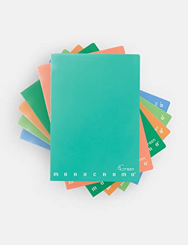 Pigna 02309780C Quaderni Maxi Monocromo Green 80 Pagine, Righe Con Margine, Confezione Da 10