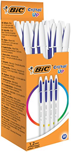 Bic Cristal Up, Penne Blu A Sfera, Punta Media 1.2Mm, 20 Unità, Cancelleria Scuola E Ufficio, Scrittura Scorrevole