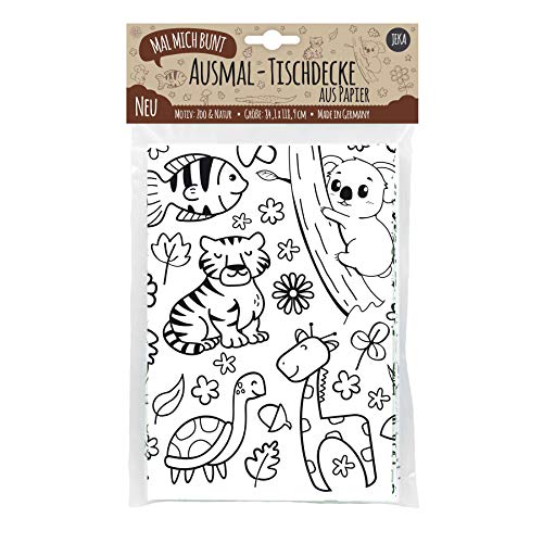 Tovaglia Di Carta Da Colorare, Motivo: Natura & Animali, Tovaglia Da Colorare Fauna & Flora, Colorazione Animali & Piante, Decorazioni Per Feste Di Co