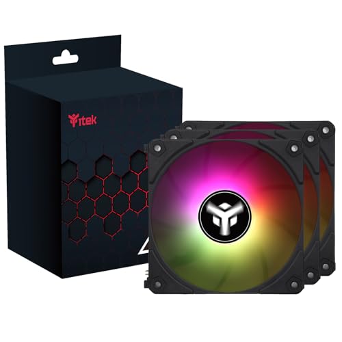 Itek Kit 3X Ventola Per Case Uw12 Black - 12Cm, Argb Sync 5V 3Pin, 4Pin Pwm, Senza Fili