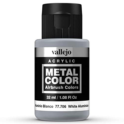 Acrylicos Vallejo Metal Color - Vernice Semi Opaca In Alluminio, 32 Ml, Bianco